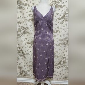 Vintage 90s y2k hype lavender floral silk midi dress